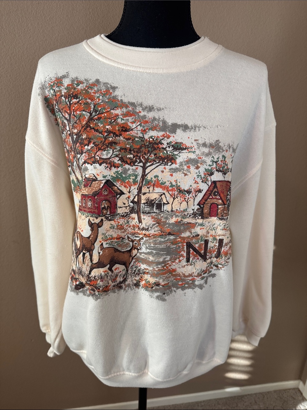 Vintage Cottagecore Painted Fall Country Scene Basic Editions Sweatshirt